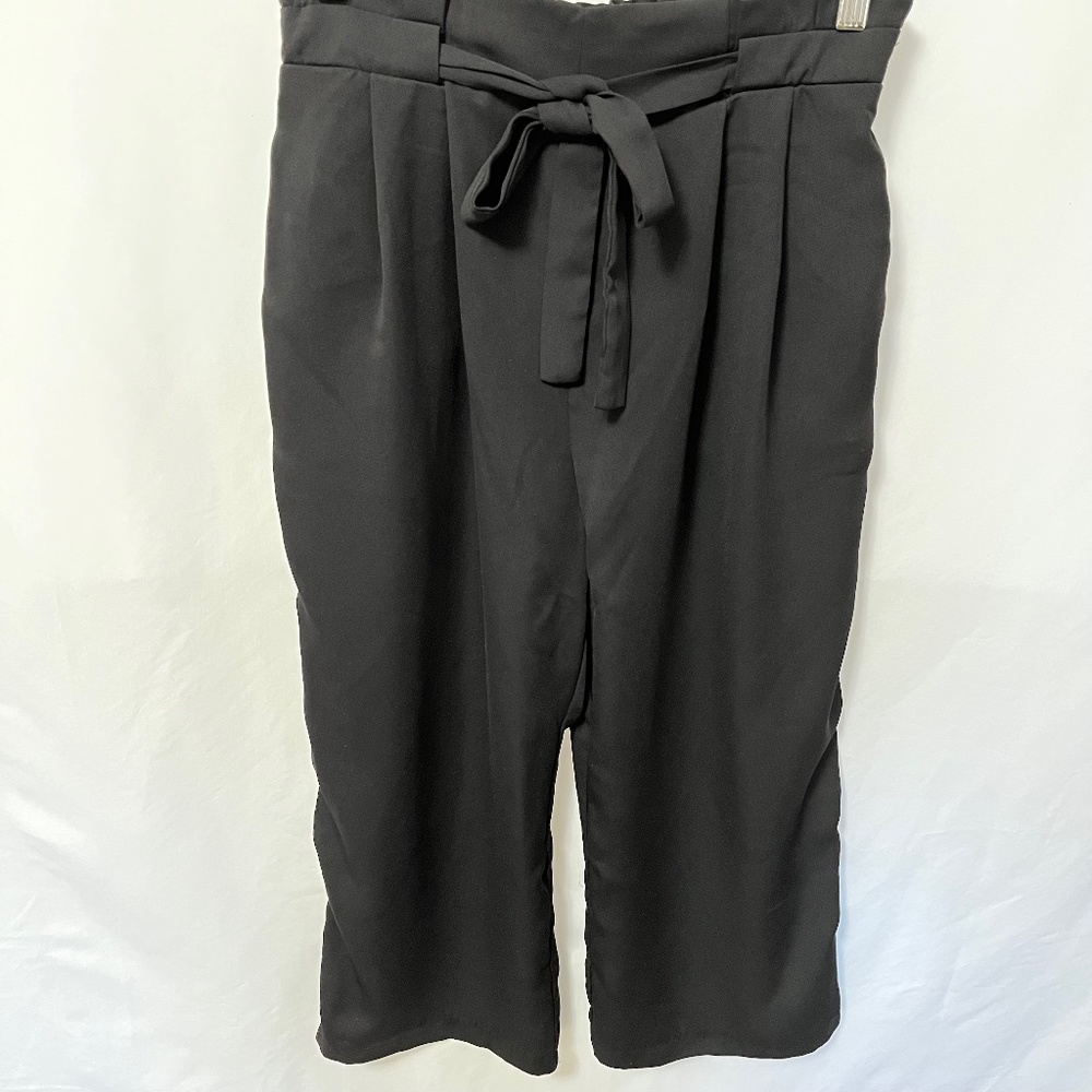 Zara Basic Black Cropped Wide Leg Pants.  Size Small